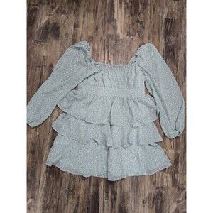 Arula Dress Tiered Babydoll Smocked Milkmaid Sage- 0x